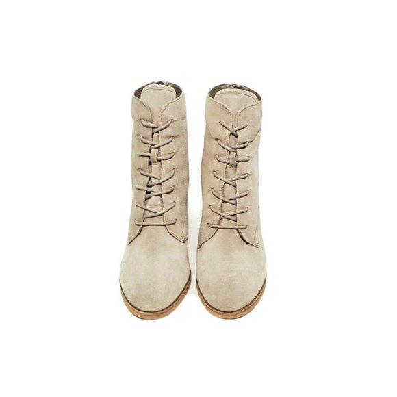 Dolce Vita Booties Heel Zip Lace Up Gray Taupe Suede Womens US 9.5 - Picture 10 of 11